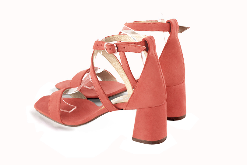 Women's  elegant sandals closed at the back with crossed straps. .  - Rear view